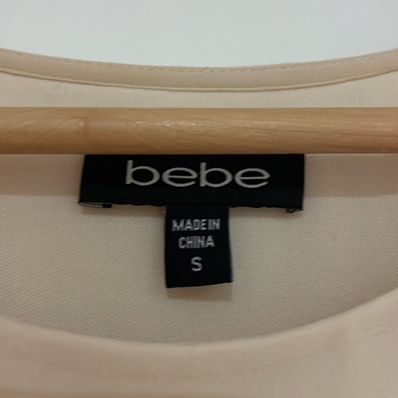 Bebe - Beaded Embroidered Mini Dress with Tie Waist in Champagne - Size S - Picture 5 of 9